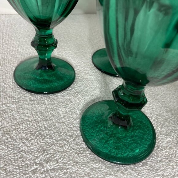 Vintage Libbey Glass Duratuff Gibraltar Juniper Green Water Goblets Set Of 3 - Picture 8 of 11